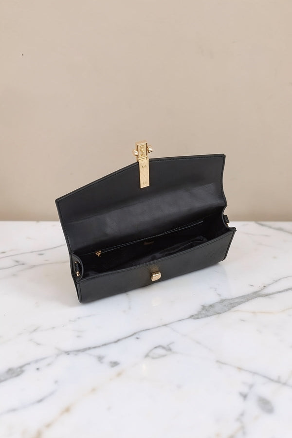 Carraig Donn Black Faux Leather Baguette Clutch Bag