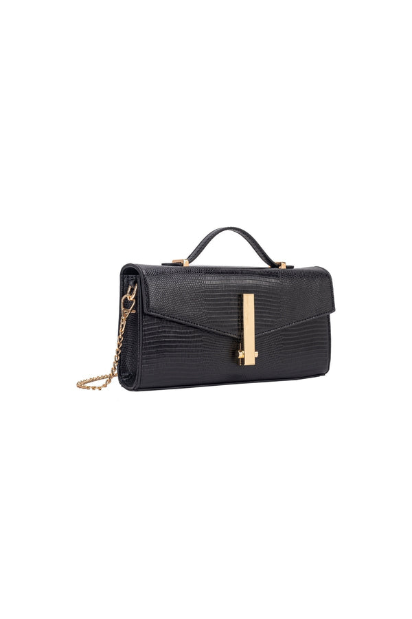 Carraig Donn Black Faux Leather Baguette Clutch Bag