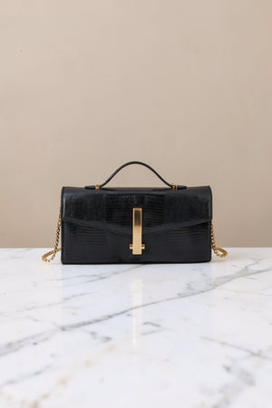 Carraig Donn Black Faux Leather Baguette Clutch Bag