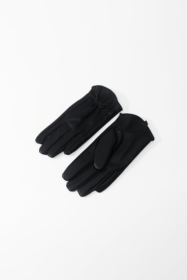 Carraig Donn Black Faux Leather Bow Gloves