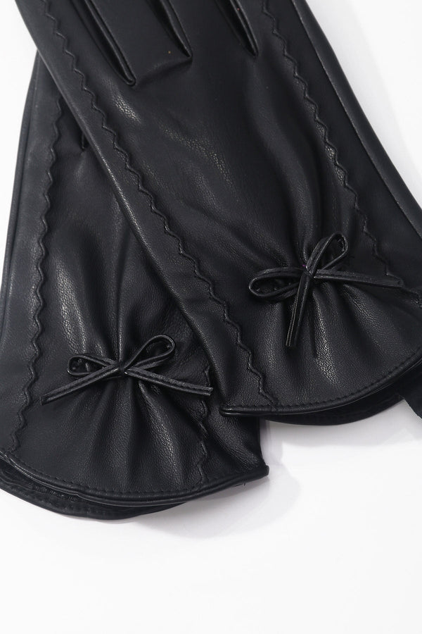 Carraig Donn Black Faux Leather Bow Gloves