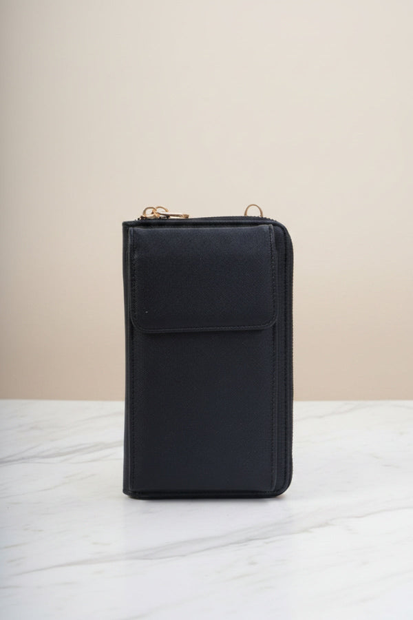 Carraig Donn Black Faux Leather Crossbody Phone Bag