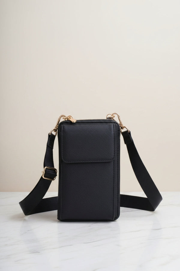 Carraig Donn Black Faux Leather Crossbody Phone Bag