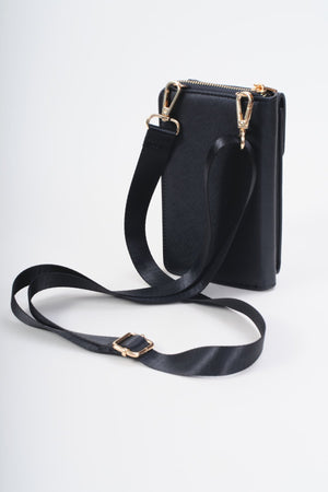 Carraig Donn Black Faux Leather Crossbody Phone Bag