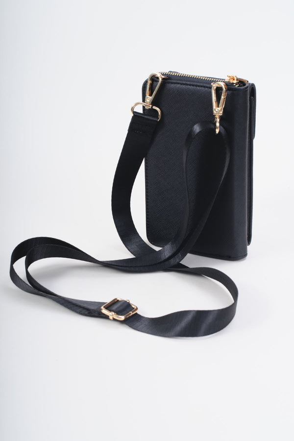 Carraig Donn Black Faux Leather Crossbody Phone Bag
