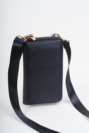 Carraig Donn Black Faux Leather Crossbody Phone Bag