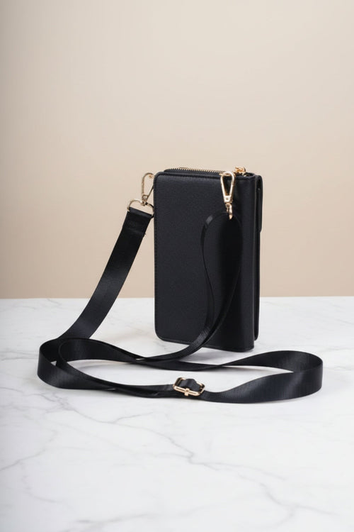 Carraig Donn Black Faux Leather Crossbody Phone Bag