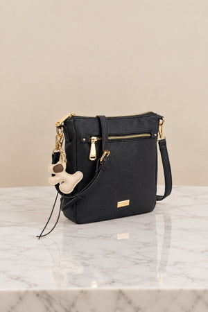 Carraig Donn Black Faux Leather Dog Bag Charm Crossbody Bag