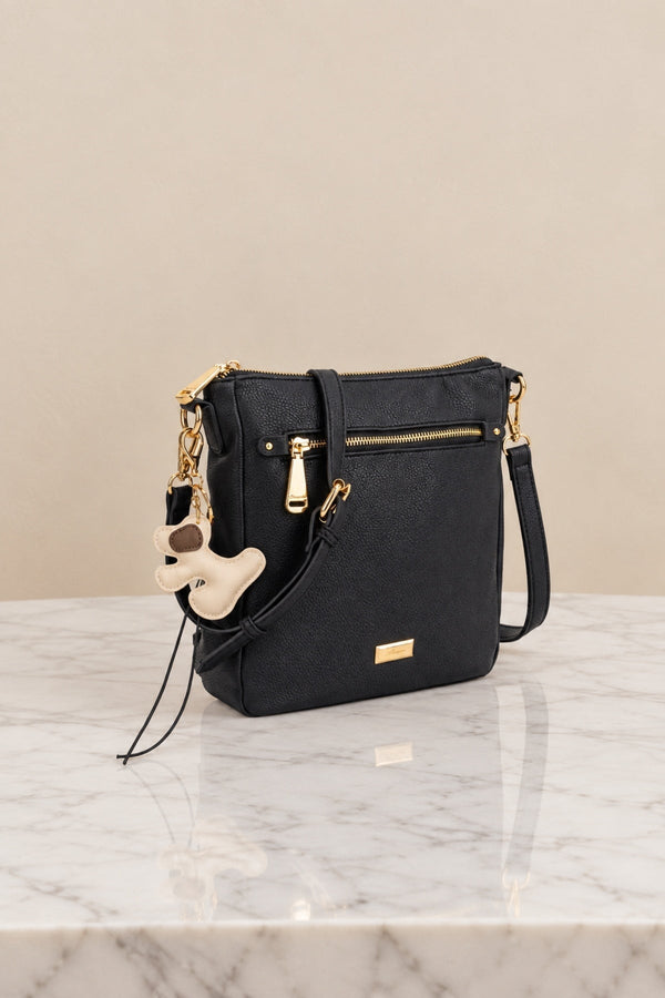 Carraig Donn Black Faux Leather Dog Bag Charm Crossbody Bag
