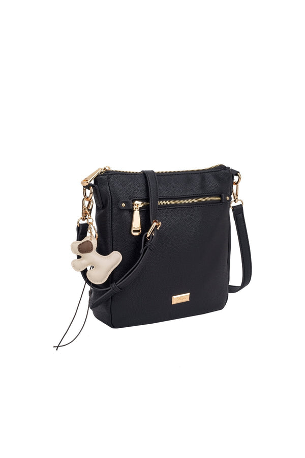 Carraig Donn Black Faux Leather Dog Bag Charm Crossbody Bag