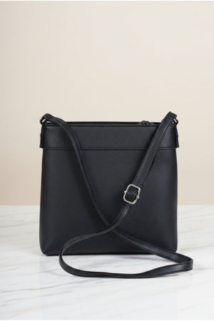 Carraig Donn Black Faux Leather Front Zip Pocket Classic Crossbody Bag