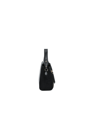 Carraig Donn Black Faux Leather Metal Detail Top Handle Tote Bag