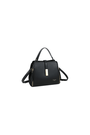 Carraig Donn Black Faux Leather Metal Detail Top Handle Tote Bag