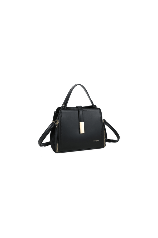 Carraig Donn Black Faux Leather Metal Detail Top Handle Tote Bag