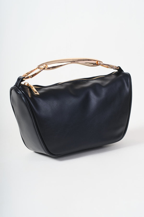 Carraig Donn Black Faux Leather Metal Top Handle Bag