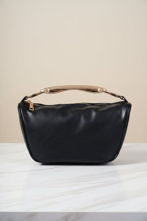 Carraig Donn Black Faux Leather Metal Top Handle Bag