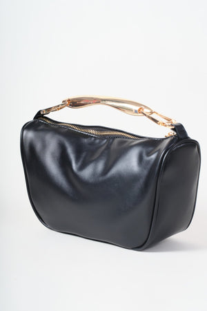 Carraig Donn Black Faux Leather Metal Top Handle Bag