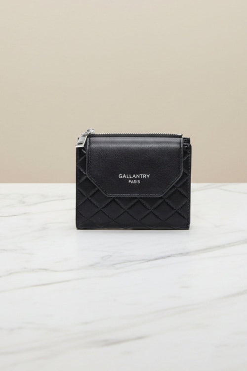 Black Faux Leather Quilted Small Purse