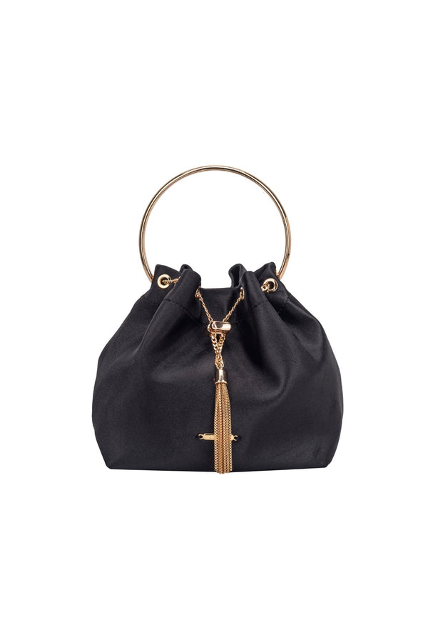 Carraig Donn Black Faux Leather Ring Handle Bucket Bag