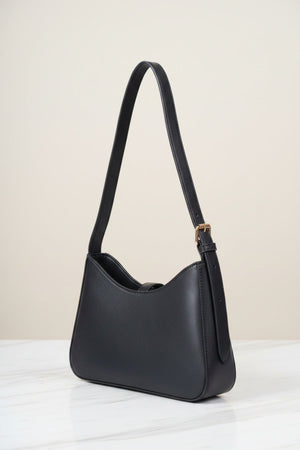 Carraig Donn Black Faux Leather Square Metal Buckle Detail Shoulder Bag