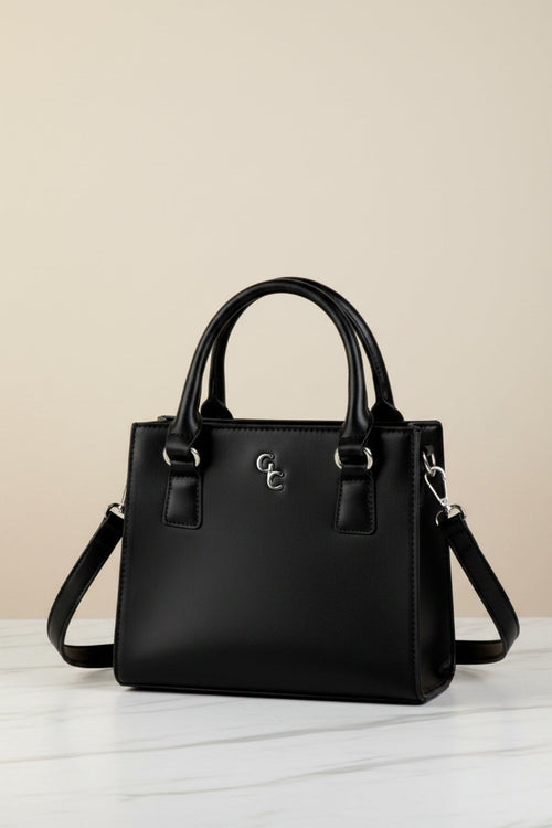 Carraig Donn Black Faux Leather Square Shoulder Bag