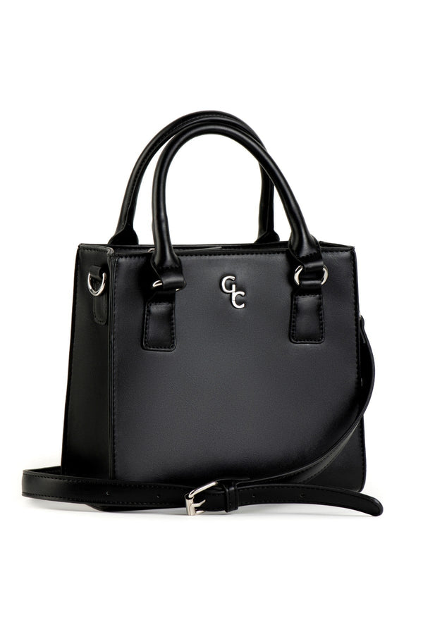 Carraig Donn Black Faux Leather Square Shoulder Bag