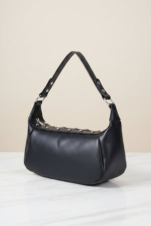 Carraig Donn Black Faux Leather Stud Detail Shoulder Bag