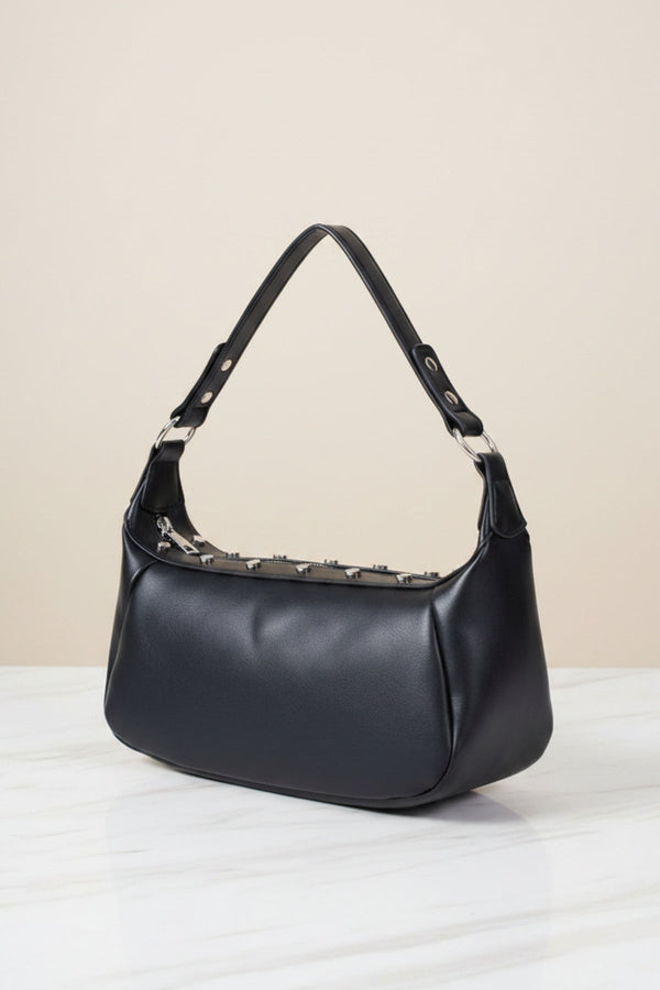 Carraig Donn Black Faux Leather Stud Detail Shoulder Bag