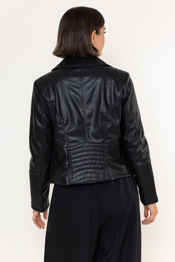 Carraig Donn Black Faux Leather Zip Biker Jacket