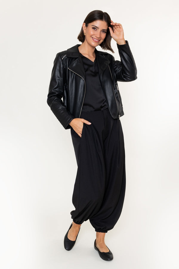 Carraig Donn Black Faux Leather Zip Biker Jacket