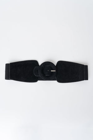 Carraig Donn Black Faux Suede Circle Buckle Elasticated Belt