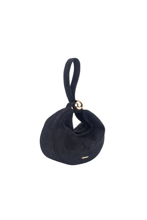 Carraig Donn Black Faux Suede Curved Hobo Clutch Bag