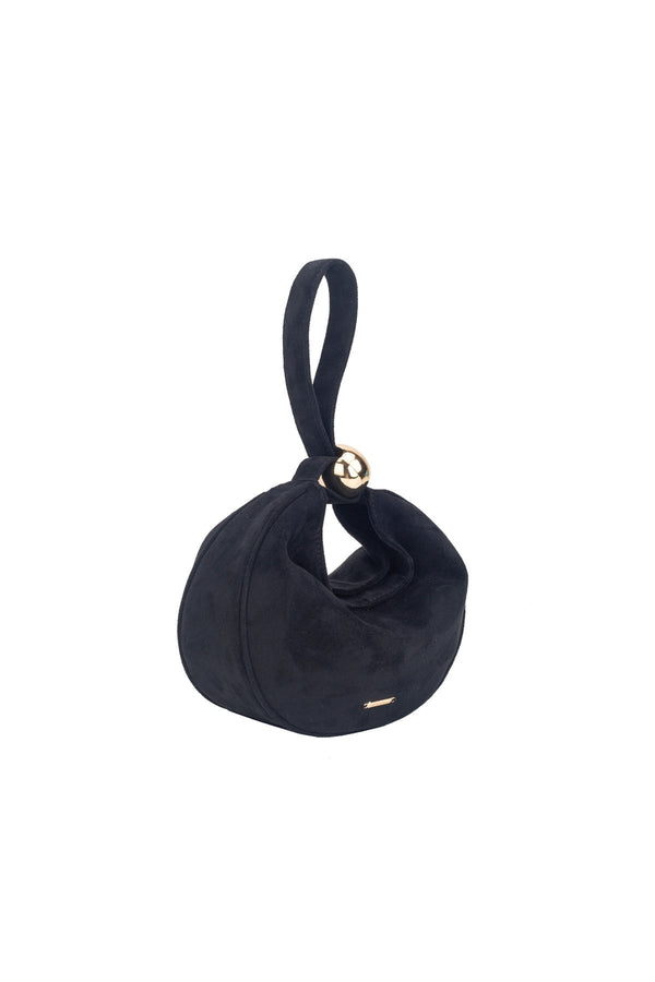 Carraig Donn Black Faux Suede Curved Hobo Clutch Bag