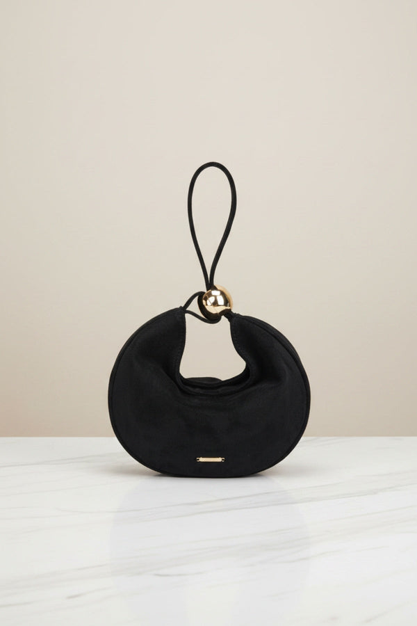 Carraig Donn Black Faux Suede Curved Hobo Clutch Bag