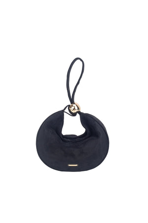 Carraig Donn Black Faux Suede Curved Hobo Clutch Bag