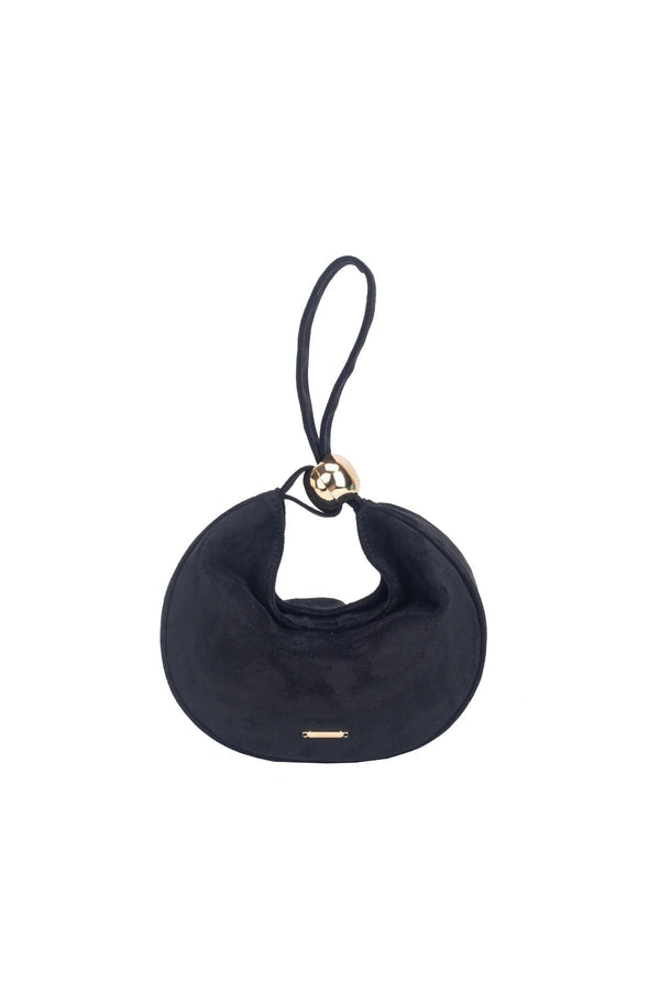 Carraig Donn Black Faux Suede Curved Hobo Clutch Bag