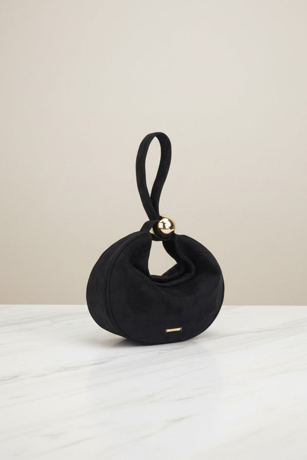 Carraig Donn Black Faux Suede Curved Hobo Clutch Bag