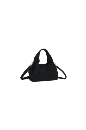 Carraig Donn Black Faux Suede Pleated Top Handle Bag