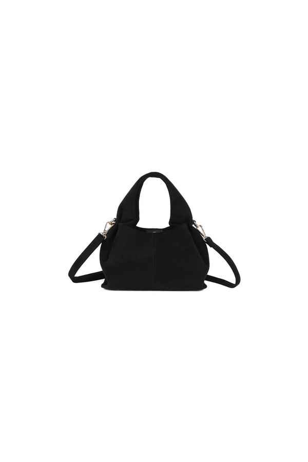Carraig Donn Black Faux Suede Pleated Top Handle Bag