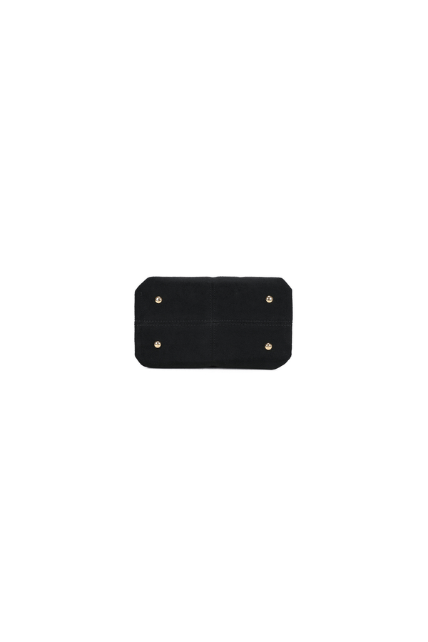 Carraig Donn Black Faux Suede Pleated Top Handle Bag
