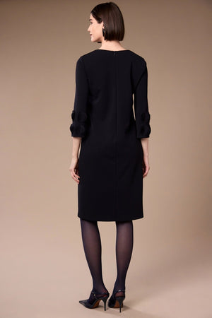 Carraig Donn Black Frill Sleeve V Neck Knee Length Dress