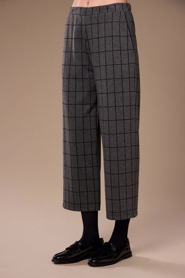 Carraig Donn Black Grid Print Cropped Trouser
