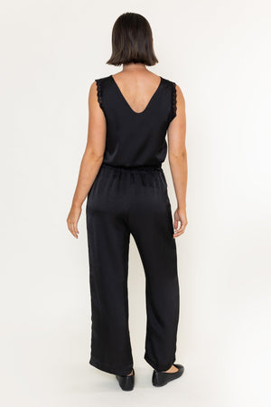 Carraig Donn Black Heavy Sateen Elasticated High Waisted Trousers