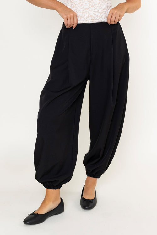Carraig Donn Black High Waisted Cuffed Hem Harem Trousers