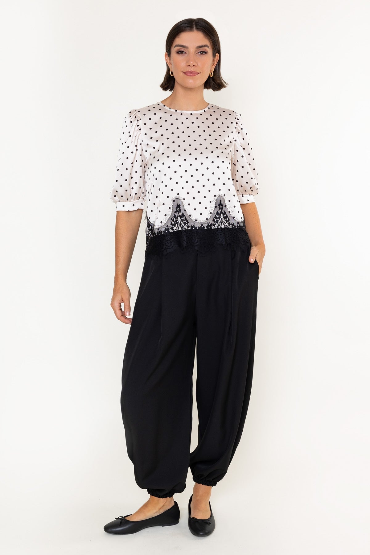 Black High Waisted Cuffed Hem Harem Trousers