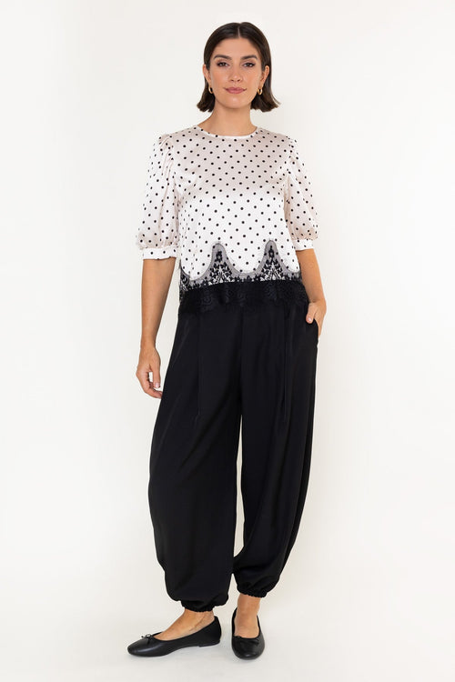 Black High Waisted Cuffed Hem Harem Trousers