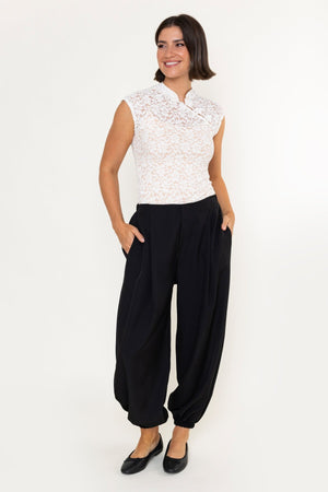 Carraig Donn Black High Waisted Cuffed Hem Harem Trousers