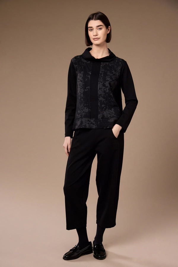 Carraig Donn Black Jacquard Long Sleeved Top