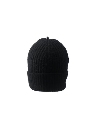 Carraig Donn Black Knit Ribbed Beanie Hat