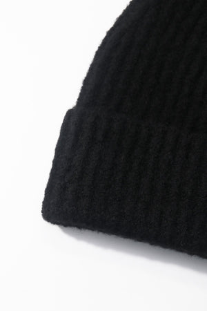 Carraig Donn Black Knit Ribbed Beanie Hat